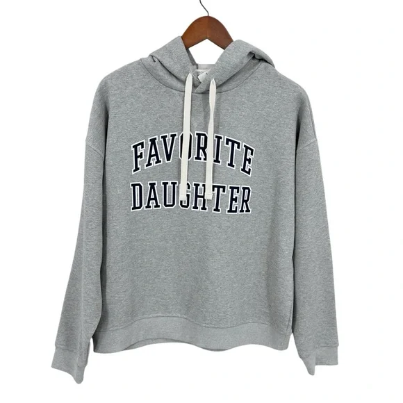 New FAVORITE DAUGHTER Hoodie The Collegiate Graphic Gray - Picture 2 of 6